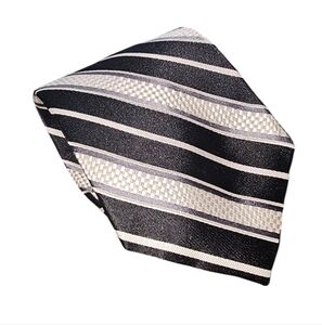Croft & Barrow | Black with Grey & White Stripes Silk Tie